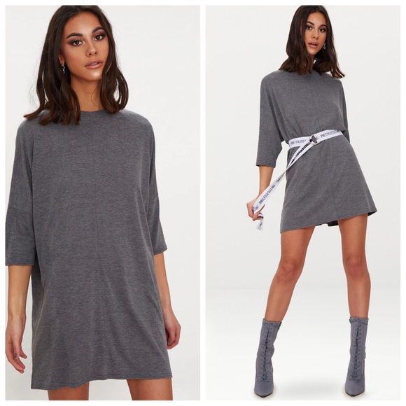 PrettyLittleThing Dresses & Skirts - NWT PrettyLittleThing Charcoal Oversized Batwing T-shirt Dress Size XS